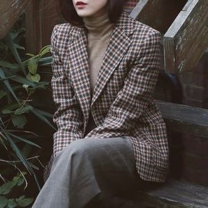 Vintage Oversized Brown Houndstooth Blazer